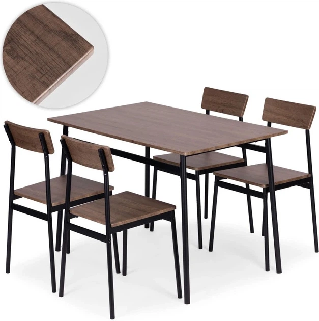 Zestaw mebli ModernHome by Multistore stół do jadalni 110 x 70 cm, 4 krzesła (MALMO-WD) - obraz 5
