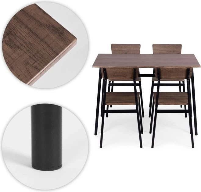 Zestaw mebli ModernHome by Multistore stół do jadalni 110 x 70 cm, 4 krzesła (MALMO-WD) - obraz 6