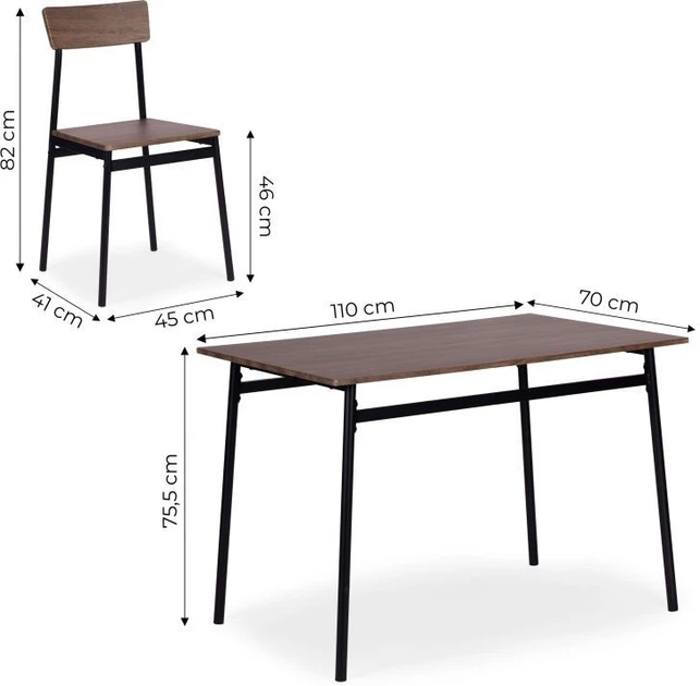 Zestaw mebli ModernHome by Multistore stół do jadalni 110 x 70 cm, 4 krzesła (MALMO-WD) - obraz 10