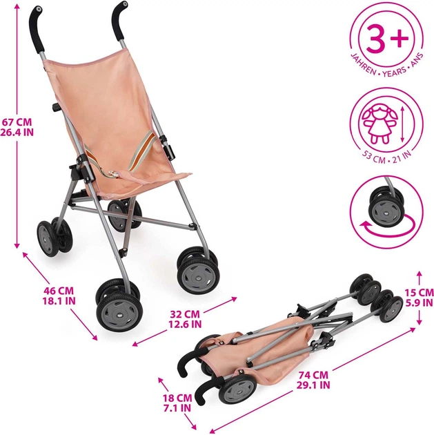 Wózek dla lalek 509 CREW Różowy 1495127 (4894897004496) - obraz 3