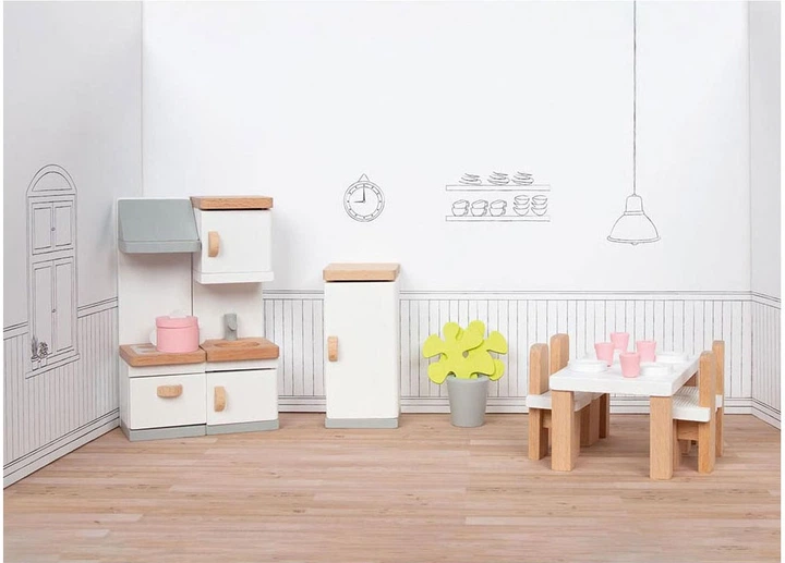 Кухня для ляльок Goki дерев'яна 20 елементів 5220098 (4013594514934) - зображення 2