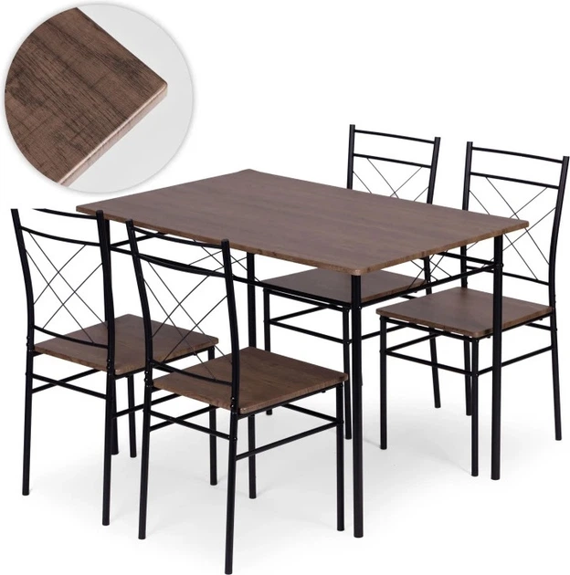 Zestaw mebli ModernHome by Multistore stół do jadalni 110 x 70 cm, 4 krzesła (VERONA-WD) - obraz 4