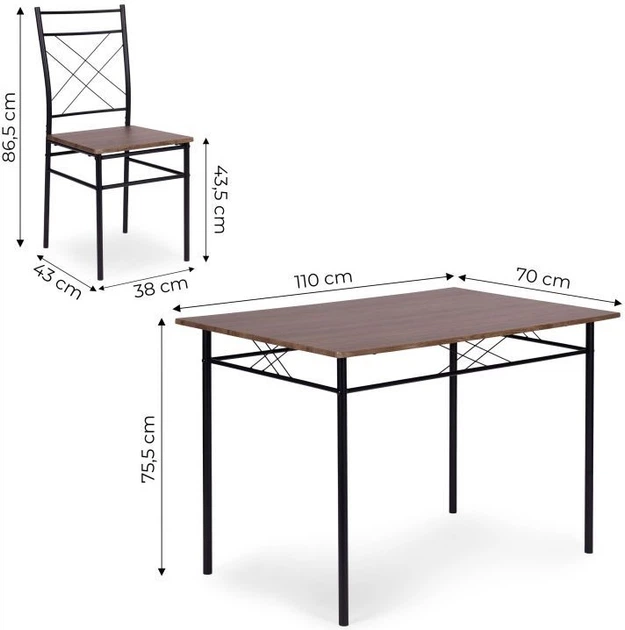 Zestaw mebli ModernHome by Multistore stół do jadalni 110 x 70 cm, 4 krzesła (VERONA-WD) - obraz 9