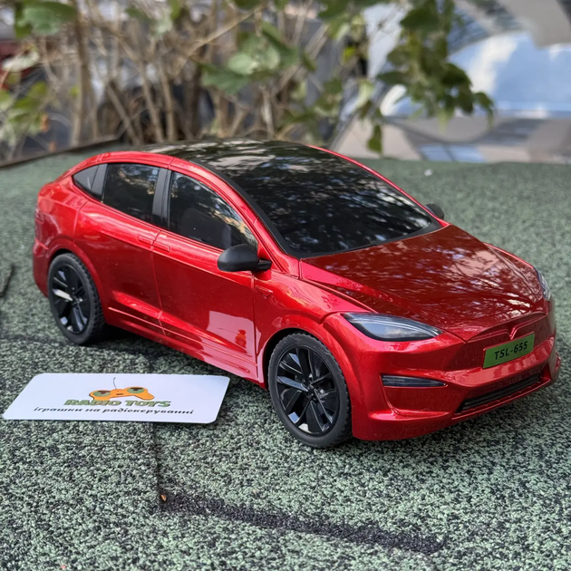 Інерційна металопластикова машинка PM3417 Tesla Model Х на радіокеруванні з зарядною станцією Червона - зображення 4