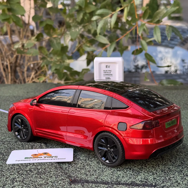 Інерційна металопластикова машинка PM3417 Tesla Model Х на радіокеруванні з зарядною станцією Червона - зображення 5
