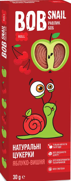 Натуральные конфеты Bob Snail Яблочно-Вишневые, 30 г - Фото 1 Натуральные конфеты Bob Snail Яблочно-Вишневые, 30 г - изображение 1