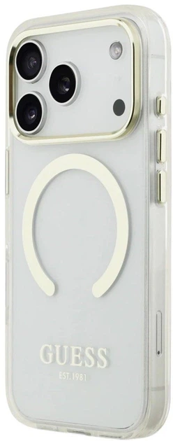 Etui Guess Metal Outline MagSafe case do Apple iPhone 17 Pro Gold (3666339538606) - obraz 2