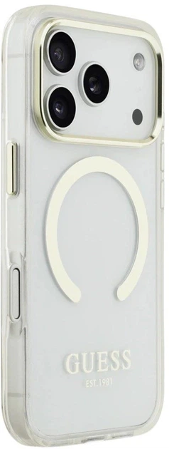 Etui Guess Metal Outline MagSafe case do Apple iPhone 17 Pro Gold (3666339538606) - obraz 4