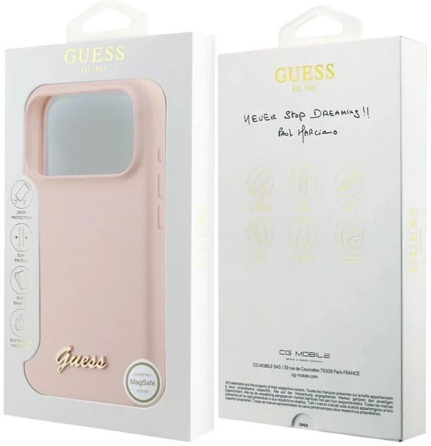 Чохол Guess Silicone Script Metal Logo MagSafe для Apple iPhone 17 Pro Pink (3666339553081) - зображення 8