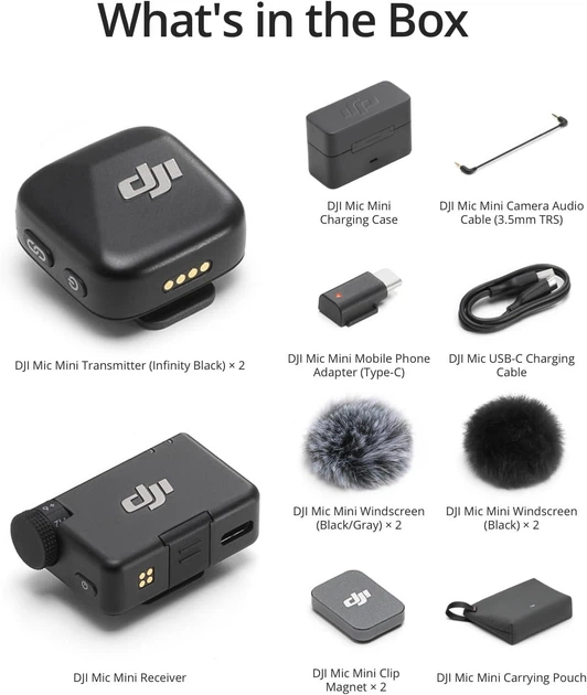 Мікрофонна радіосистема для фотокамери, для смартфона DJI Mic Mini 2TX + 1RX + Charging Case (CP.RN.00000433.01) - Фото 6 Мікрофонна радіосистема для фотокамери, для смартфона DJI Mic Mini 2TX + 1RX + Charging Case (CP.RN.00000433.01) - зображення 6
