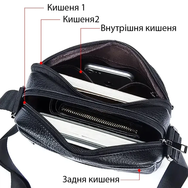 Сумка мужская флотар Черная - Фото 3 Сумка мужская флотар Черная - изображение 3