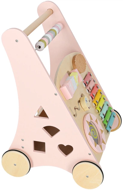 Pchacz drewniany KIK z liczydłem Różowy (5903039767942) - obraz 5
