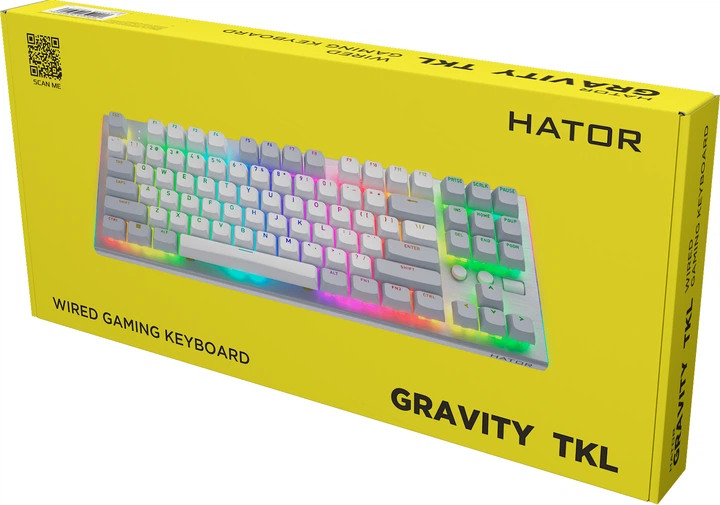Klawiatura przewodowa Hator Gravity TKL US layout USB White (8721249196072) - obraz 8