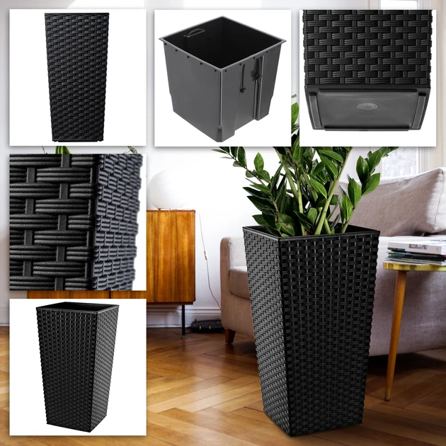 Donice na kwiaty z wkładem Kadax Pesaro K8067 30 cm + 35 cm + 40 cm Czarne - obraz 6