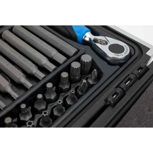 Набор бит 1/4 PH SL Torx HEX 37 штук с трещоткой 72 зубца Hogert (HT1R466) - изображение 3