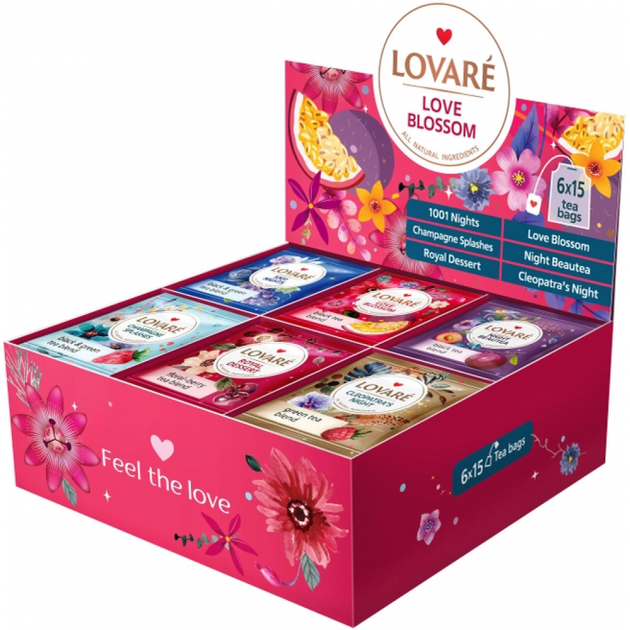 Чай Lovare Набір Колекція чаїв "Love Blossom" (6 видів по 15шт) 165г - Фото 2 Чай Lovare Набір Колекція чаїв "Love Blossom" (6 видів по 15шт) 165г - зображення 2