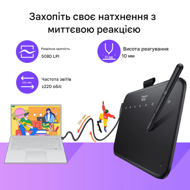 Графический планшет XP-Pen Deco 640 OSU, 16384 уровней, 16×9 см - изображение 3