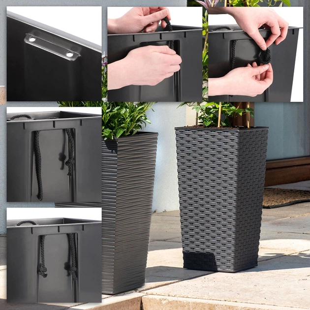 Donice na kwiaty z wkładem Kadax Pesaro K8068 30 cm + 35 cm + 40 cm Grafit - obraz 5