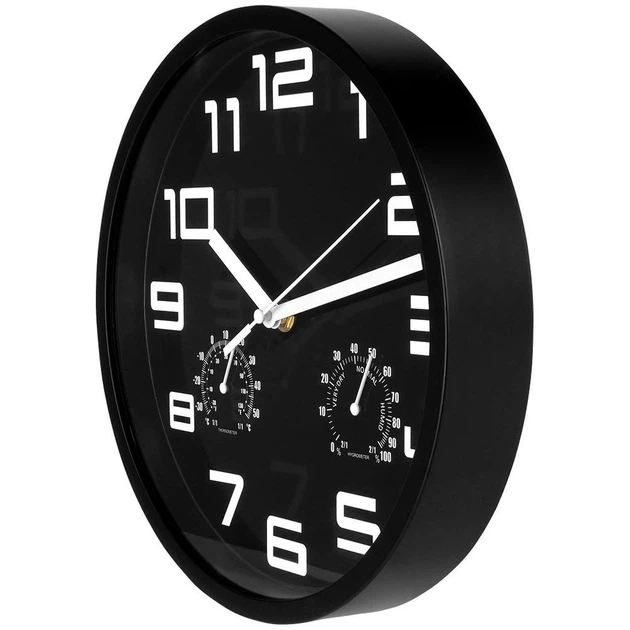 Настінний годинник Vilde 569613-C з термометром гігрометром Чорний 25 см (5904316455309) - зображення 3