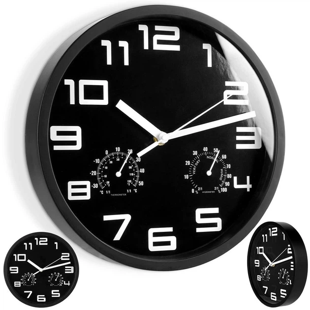 Настінний годинник Vilde 569613-C з термометром гігрометром Чорний 25 см (5904316455309) - зображення 10