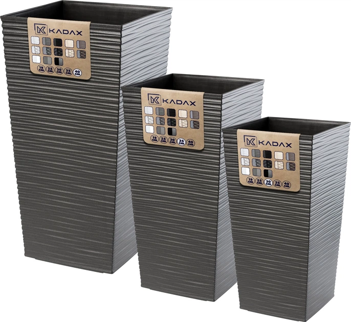 Donice na kwiaty z wkładem Kadax Tuluza K8073 30 cm + 35 cm + 40 cm Grafit - obraz 3