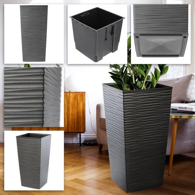 Donice na kwiaty z wkładem Kadax Tuluza K8073 30 cm + 35 cm + 40 cm Grafit - obraz 6