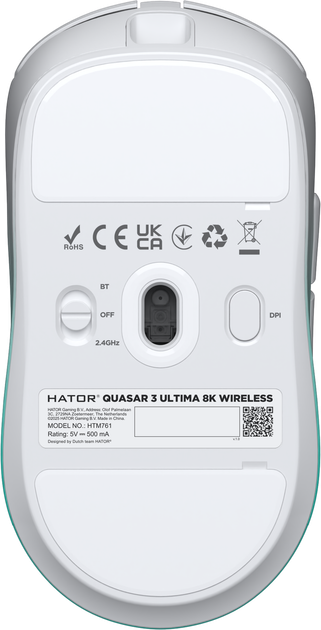 Mysz HATOR Quasar 3 Ultima 8K Wireless White-Mint Gradient ( HTM761) - obraz 6