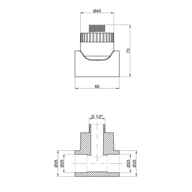 Тройник PPR Thermo Alliance 25х1/2"х25 ЗР - изображение 2