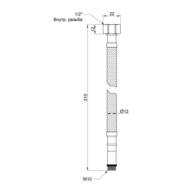 Гнучка підводка для води Thermo Alliance Standart М10 30 см (пара) SD396W30 - зображення 2