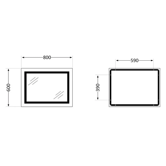 Дзеркало Lidz Kubis 800х600 з LED-підсвічуванням Touch, з антизапотіванням, з димером, рег. яскравості - изображение 2