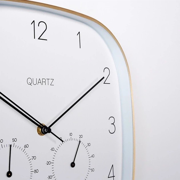 Настінний годинник Vilde 568132 з термометром гігрометром Білий Золотий 28.5 см (8720573546430) - зображення 4