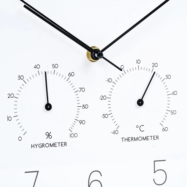 Настінний годинник Vilde 568132 з термометром гігрометром Білий Золотий 28.5 см (8720573546430) - зображення 5
