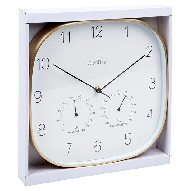 Настінний годинник Vilde 568132 з термометром гігрометром Білий Золотий 28.5 см (8720573546430) - зображення 7