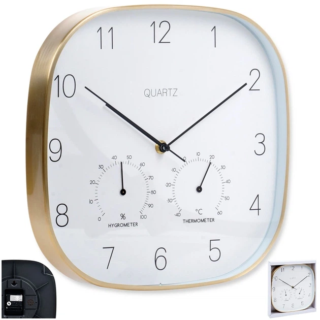 Настінний годинник Vilde 568132 з термометром гігрометром Білий Золотий 28.5 см (8720573546430) - зображення 8