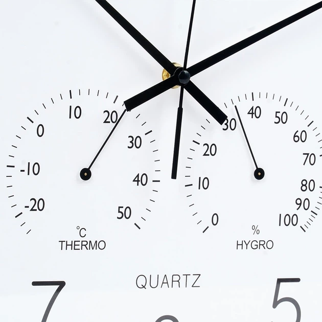 Настінний годинник Vilde 568133 з термометром гігрометром Білий Золотий 38 см (8720573546799) - зображення 4