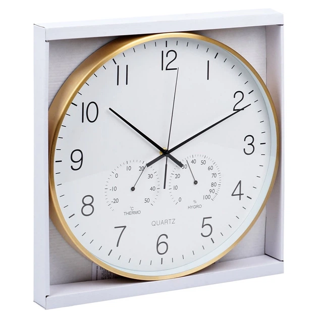 Настінний годинник Vilde 568133 з термометром гігрометром Білий Золотий 38 см (8720573546799) - зображення 6
