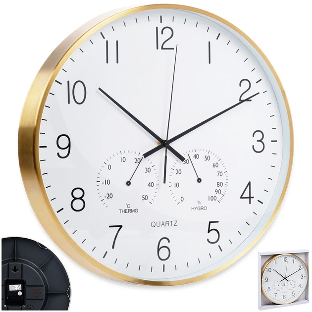 Настінний годинник Vilde 568133 з термометром гігрометром Білий Золотий 38 см (8720573546799) - зображення 7