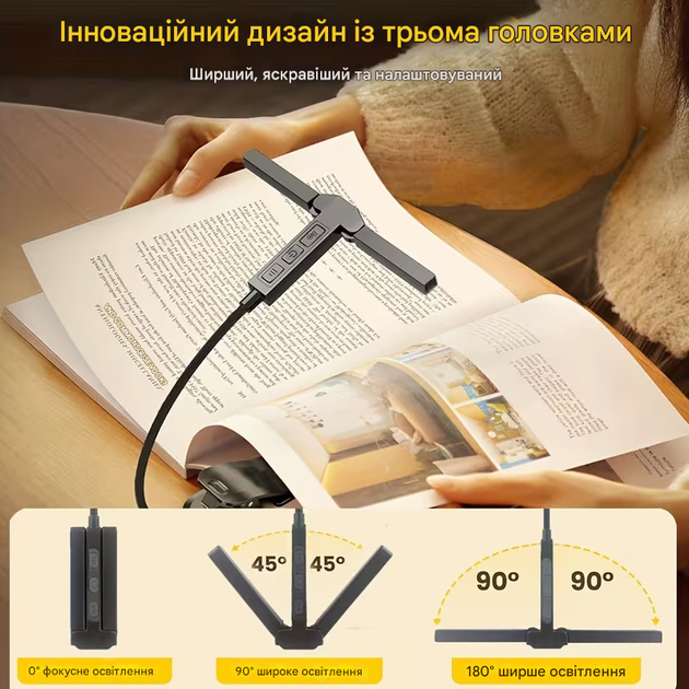Лампа для чтения книг 51Led на аккумуляторе. Трехголовая лампа - Фото 4 Лампа для чтения книг 51Led на аккумуляторе. Трехголовая лампа - изображение 4