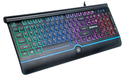 Клавіатура REAL-EL Comfort 8000 Backlit Ukr RGB Black (EL123100033) - Фото 1 Клавіатура REAL-EL Comfort 8000 Backlit Ukr RGB Black (EL123100033) - зображення 1