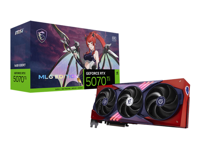 Видеокарта GeForce RTX 5070 Ti 16GB MSI MLG Edition OC (RTX 5070 Ti 16G MLG EDITION OC) - Фото 1 Видеокарта GeForce RTX 5070 Ti 16GB MSI MLG Edition OC (RTX 5070 Ti 16G MLG EDITION OC) - изображение 1