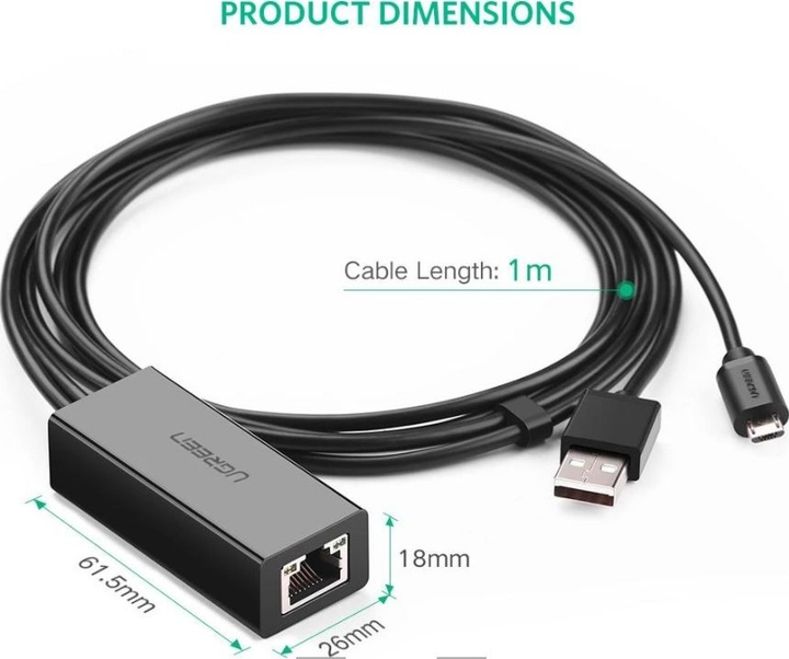Адаптер UGREEN Ethernet Adapter for TV Stick Black (30985) - зображення 2