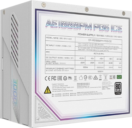 Блок питания Gigabyte GP-AE1000PM PG5 ICE 1000W 80+ Platinum - изображение 5