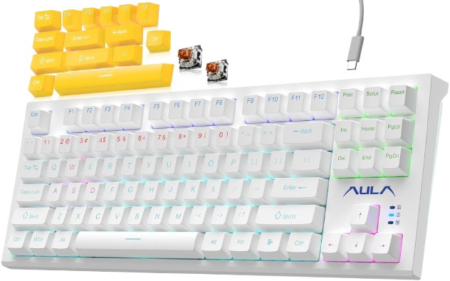 Клавиатура Aula F3032 Dark Yellow keys RGB White (6948391201757) - изображение 2
