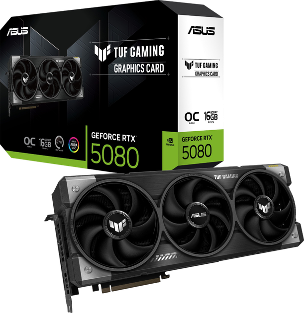 Відеокарта GeForce RTX 5080 16GB Asus TUF Gaming OC (TUF-RTX5080-O16G-GAMING) - Фото 1 Відеокарта GeForce RTX 5080 16GB Asus TUF Gaming OC (TUF-RTX5080-O16G-GAMING) - изображение 1