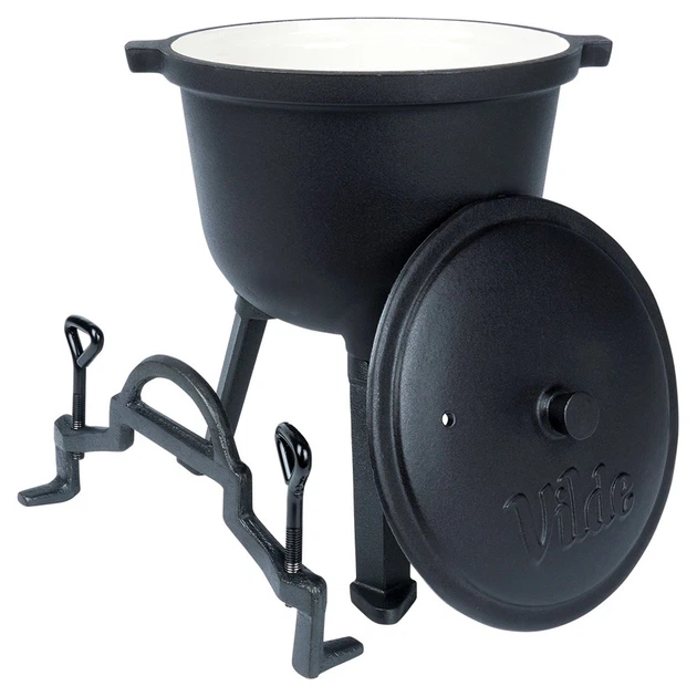 Kociołek żeliwny Vilde 199048 emaliowany na nóżkach z pokrywką 4 L (5904316471866) - obraz 2