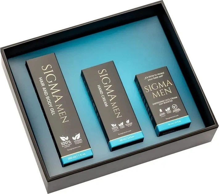Набір косметики для догляду Sigma Men Day Set Гель для миття тіла та волосся 200 мл + Крем для рук 100 мл + Крем для обличчя 50 мл (5906770232014) - зображення 2