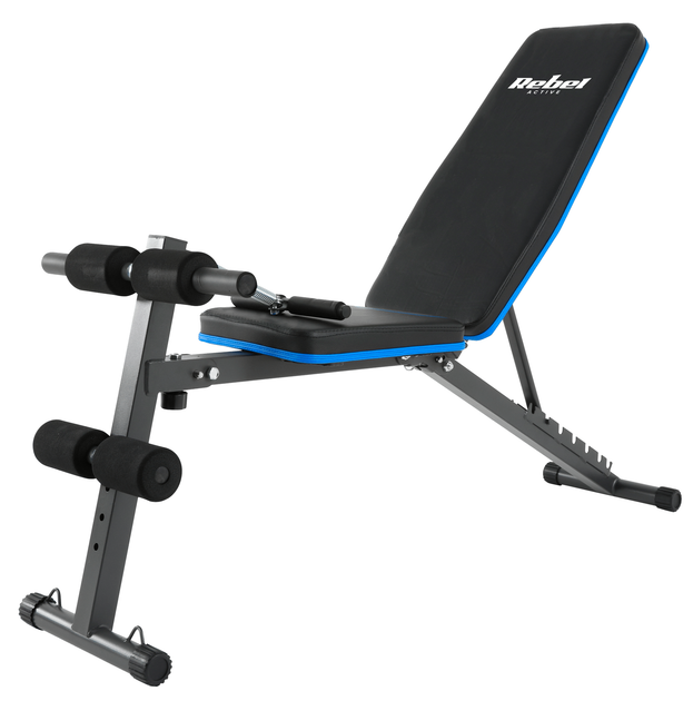 Тренувальна лавка Rebel Active похила з фіксаторами для ніг і гумовими стрічками (5901890101295) - зображення 4