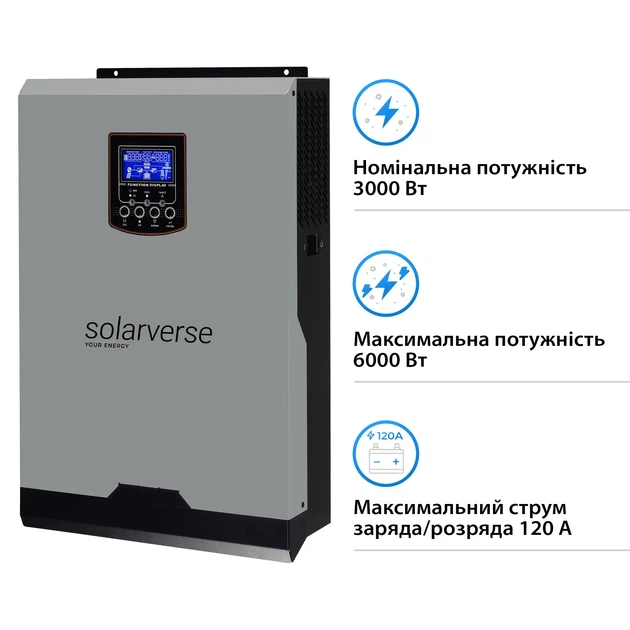Автономный инвертор Solarverse Ampere 3kW 24V 1 MPPT 220V Однофазный (SV3024A) - изображение 2