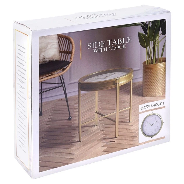 Столик кавовий Home Styling Collection 569726 Золотий з годинником 42 x 40 см (8720573181808) - зображення 6