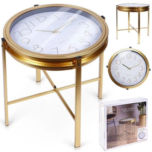 Столик кавовий Home Styling Collection 569726 Золотий з годинником 42 x 40 см (8720573181808) - зображення 7